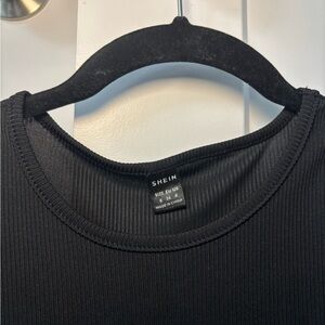 SHEIN Black Midi Dress Ribbed Knit